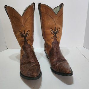 Ariat Supermoon 15759 Floral Brown Leather Snip Toe Cowgirl Boots Women’s Sz 8.5